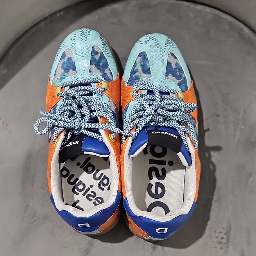 Desigual Orange and Blue Women's Sneakers - Picture 3 of 9